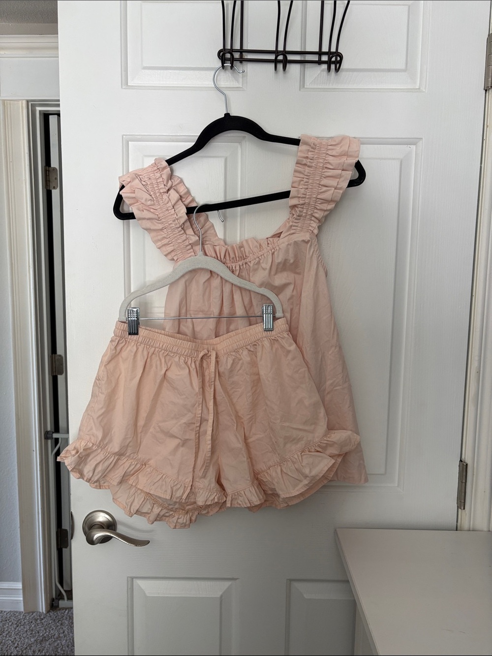 Women’s Ruffled Tank & Shorts Pajama Set - Blush Pink